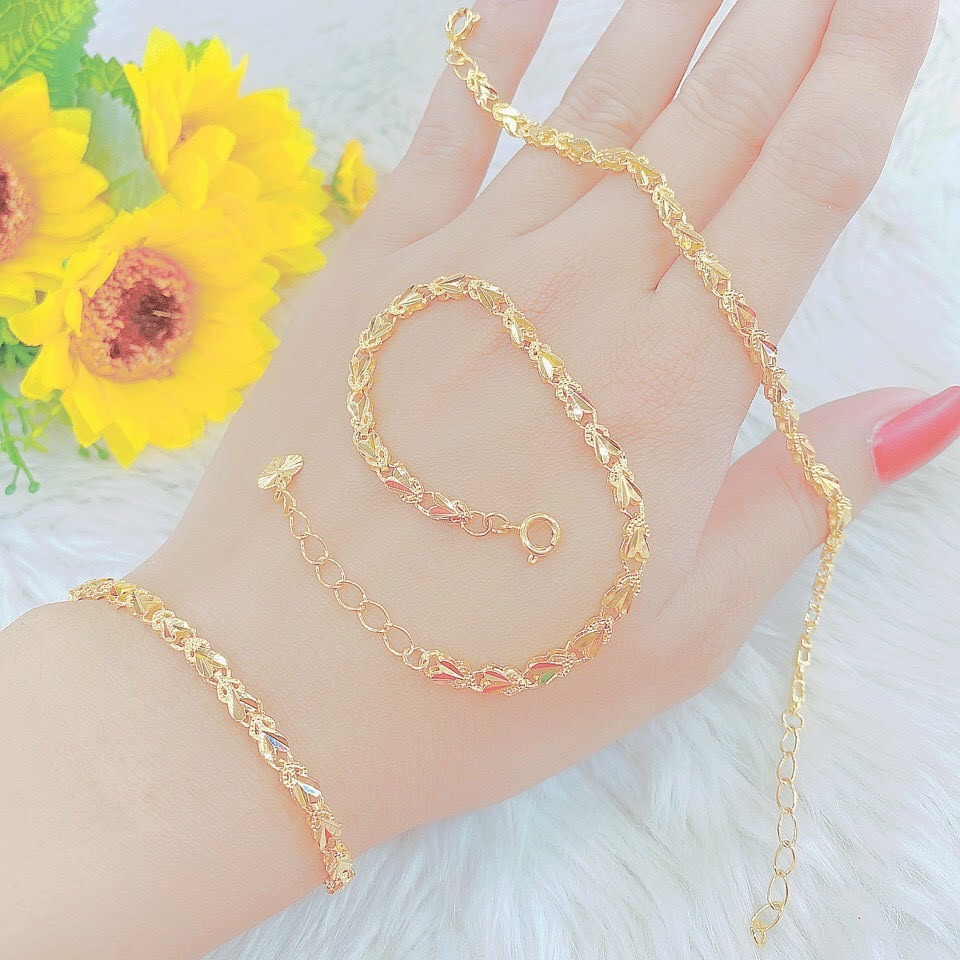 Lắc Tay Nữ Bản Màu 24k - Lắc Tay Nữ Đẹp Thời Trang - Bền Màu, Thiết Kế Chắc Chắn - UL77124 - QJ - Dùng Đeo Đi Tiệc Làm Quà Tặng Ý Nghĩa