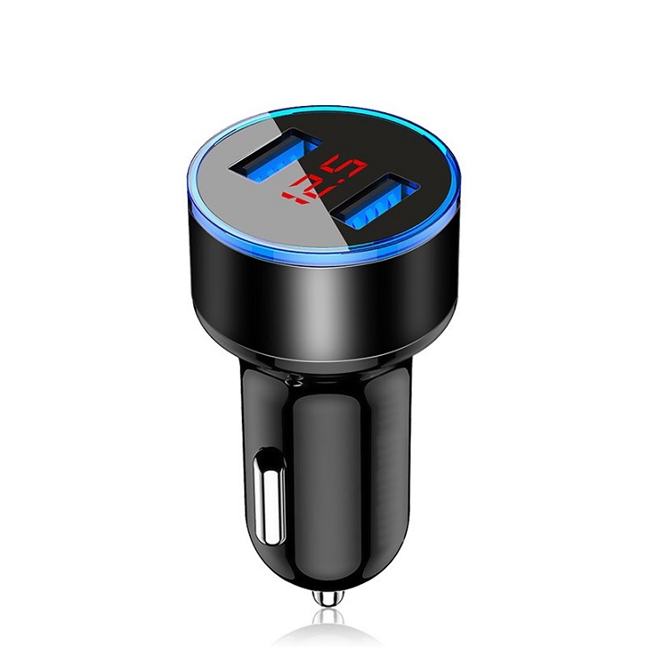 Tẩu sạc ô tô QC3.0 2 cổng USB 5V/3A sạc siêu nhanh LED viền tẩu sạc nhanh ô tô củ sạc nhanh dành cho ô tô,dock sac o to , cu sac nhanh 2 cong usb