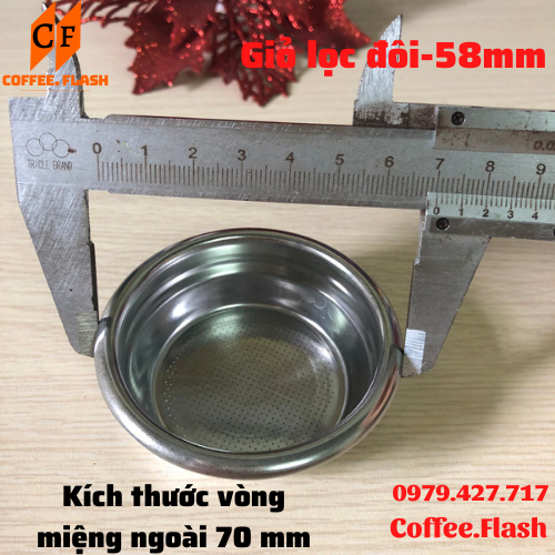 Giỏ Lọc (Filter Basket)  Đơn Đôi 58mm- Chén lọc đơn đôi cho tay pha máy cà phê.