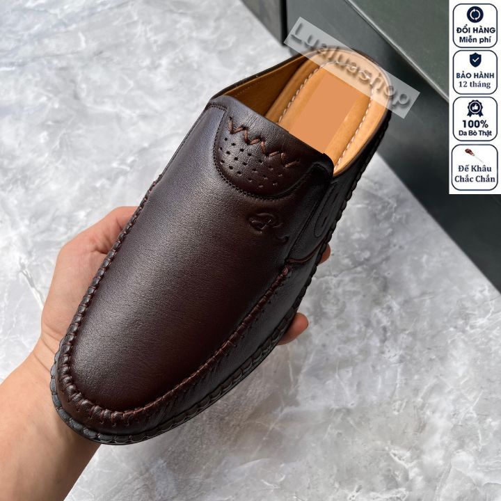 Giày sục nam da thật L82. Bảo hành 12 tháng
