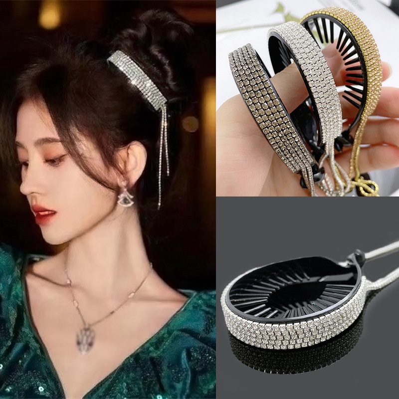 Kẹp búi tóc đính đá phong cách Hàn Quốc