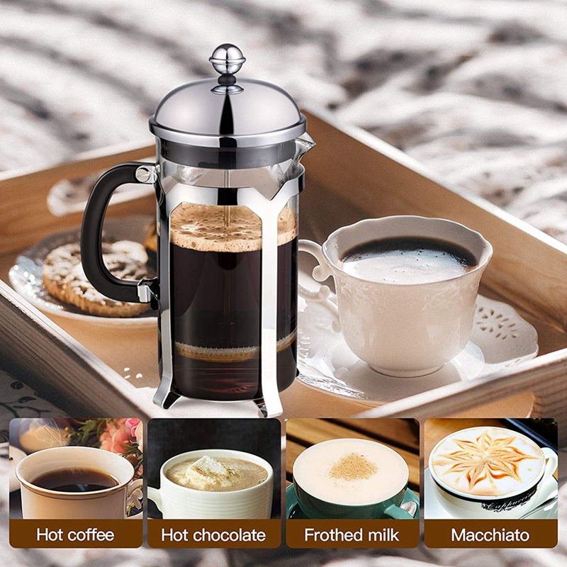 French Press Coffee Maker,Press System,Heat Resistant Thickened Borosilicate Glass,Durable Easy Clean