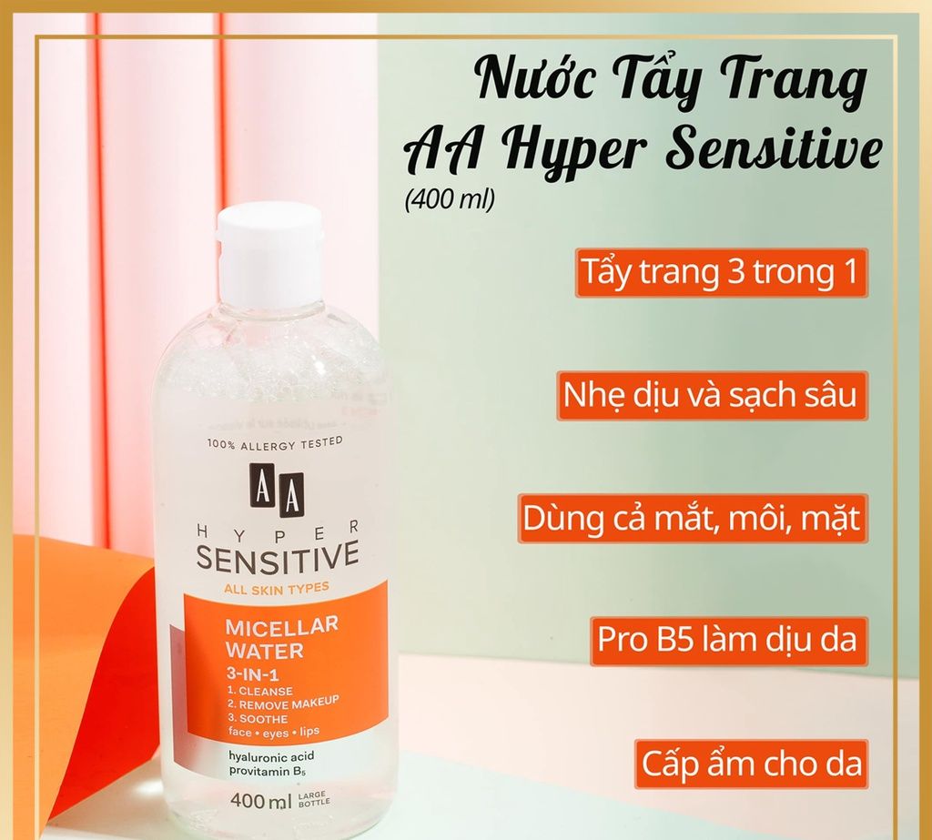 Nước Tẩy Trang AA HYPER SENSITIVE AA COSMETIC 400ml