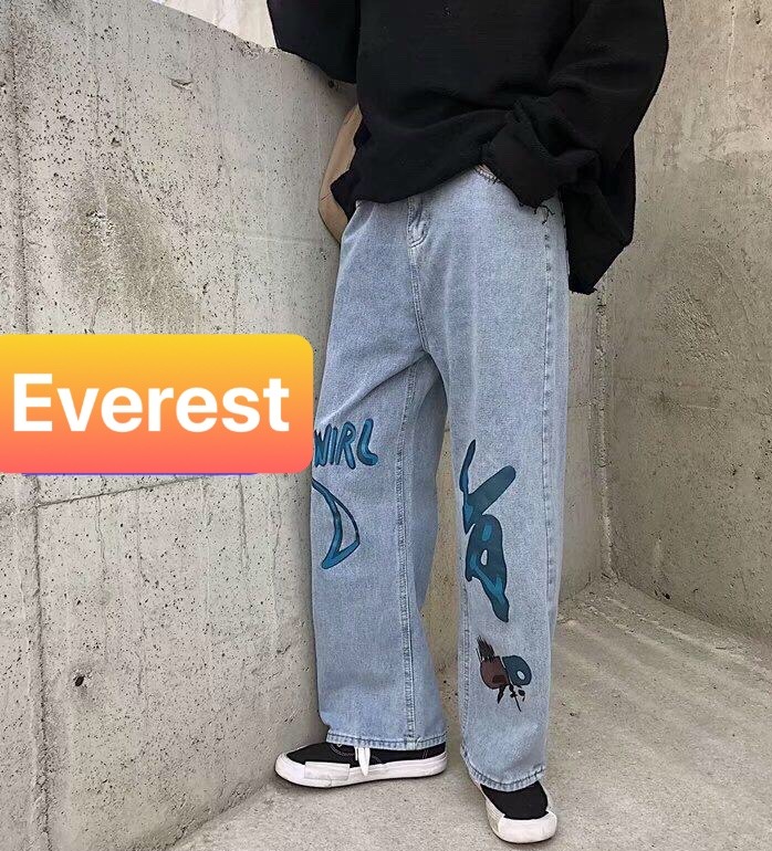 QUẦN BAGGY JEAN NAM CHẤT BÒ ỐNG RỘNG DÀI XANH THÊU VIP NHẬT BẢN KIỂU MỚI HOT TREND EV-43 EVEREST FASHION