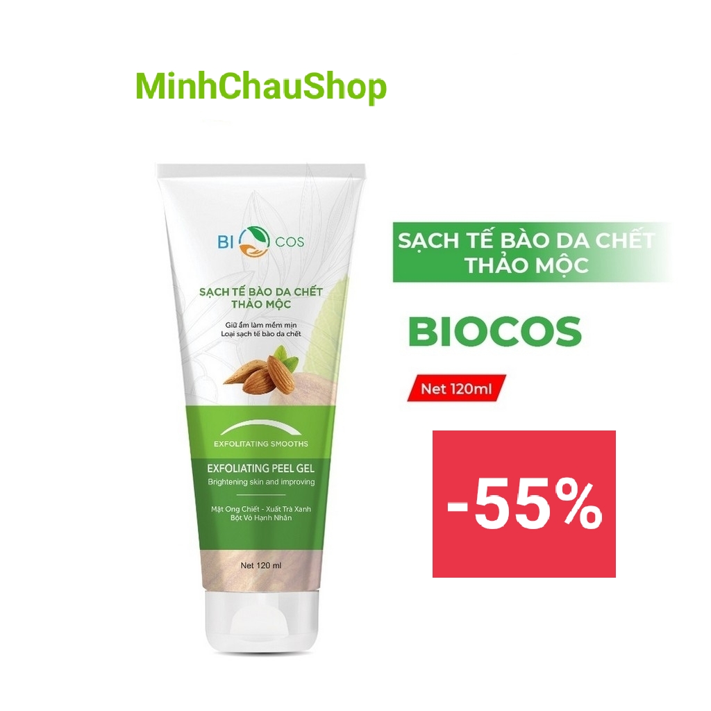 Tẩy tế bào chết thảo mộc Biocos 100ml, sáng da, ngừa mụn