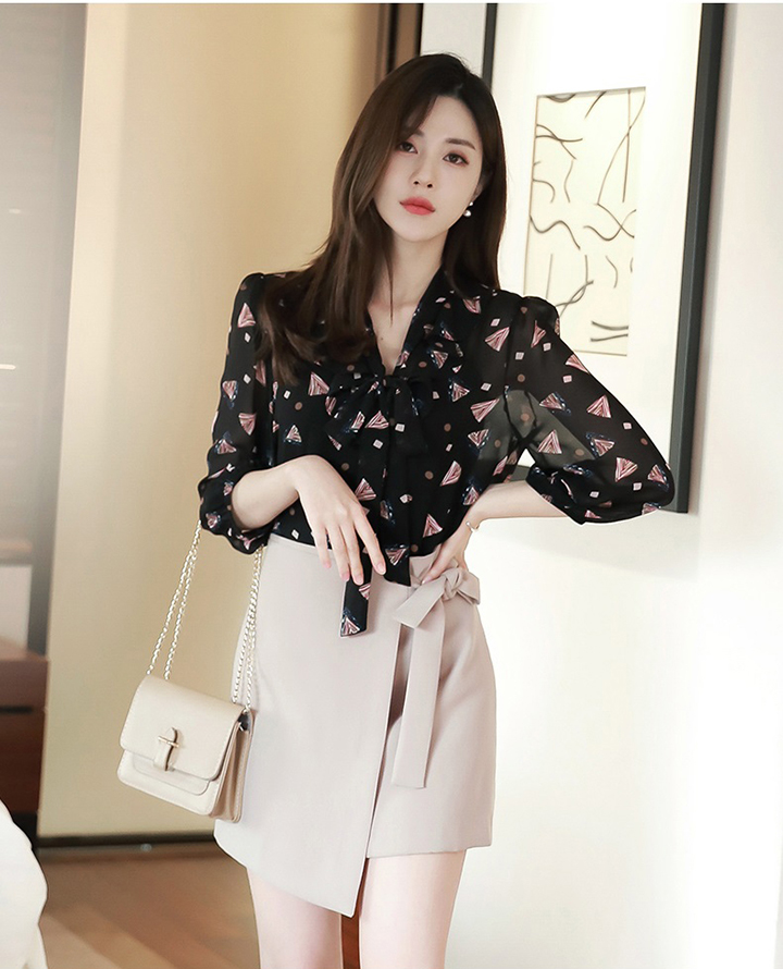 [HCM]Áo Sơ Mi Nữ In Họa Tiết Thời Trang