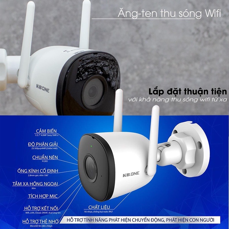 Camera Ip Wifi KBONE KN-B41 (4.0MP) - Hàng Chính Hãng