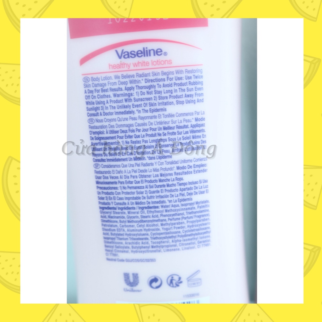 Sữa dưỡng thể VASELINE dưỡng trắng da 725ml (Dưỡng thể ban ngày Vaseline chai hồng/ Vaseline chai vàng)