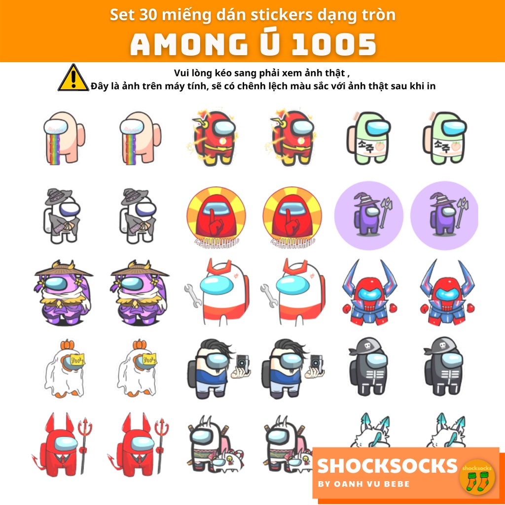 30 miếng dán stickers hình AMONG Ú 1005