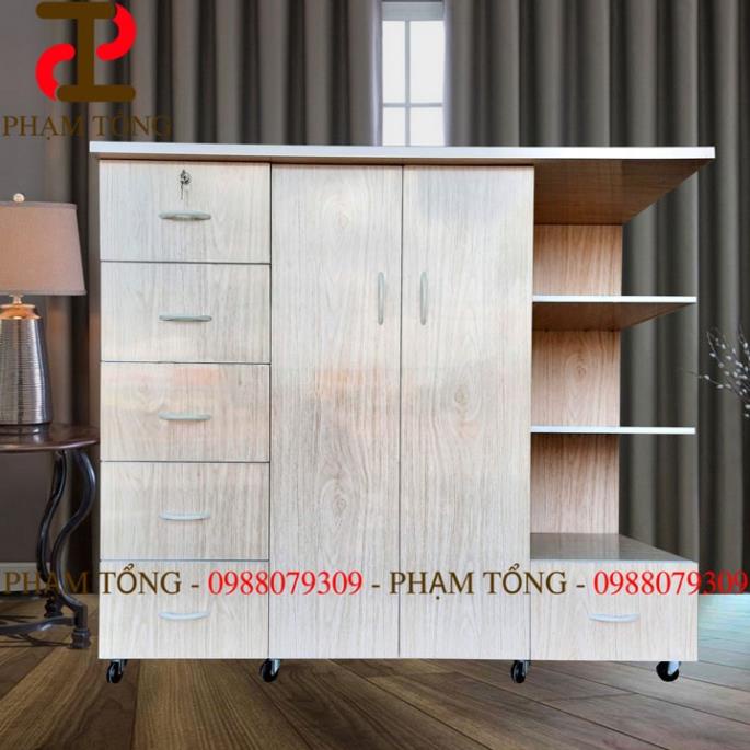 Tủ quần áo màu vân gỗ có kệ trang trí Miễn phí giao hàng