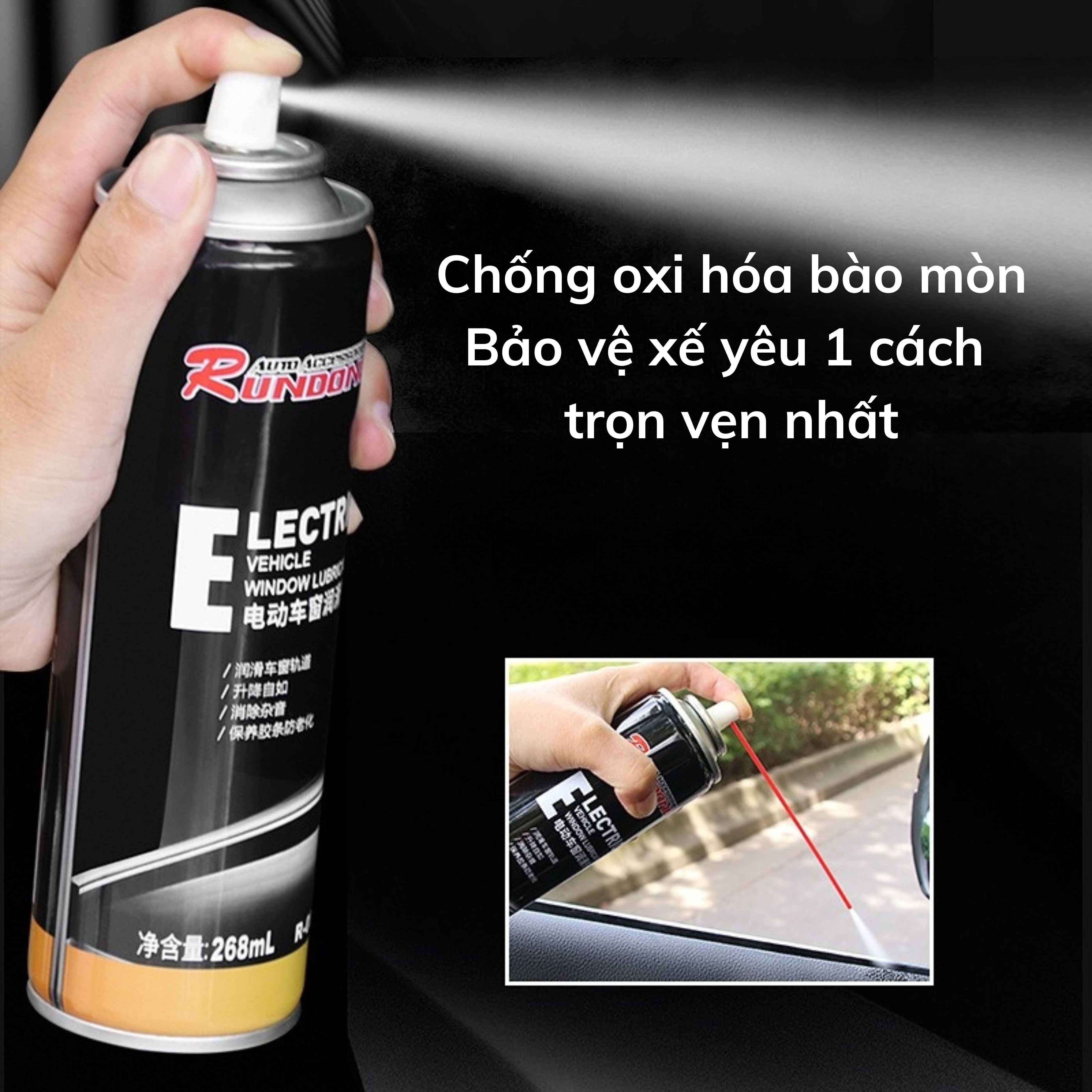 Xịt dưỡng gioăng cao su cửa kính ô tô, chống han gỉ và chống kẹt, dung tích 268ml - XBT01