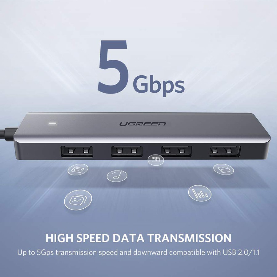 Bộ chia USB 3.0 ra 4 cổng Ugreen 50985 có nguồn phụ  - HapuStore