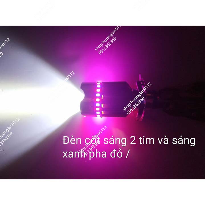 Đèn pha Led xe máy 7 màu 4 tim chân H4
