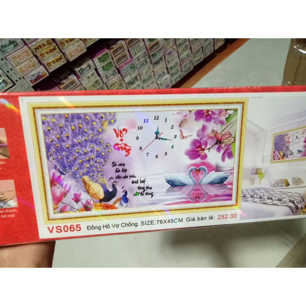 Tranh đính đá cao cấp Venus Phu Thê Viên Mãn -KT: 90x40Cm