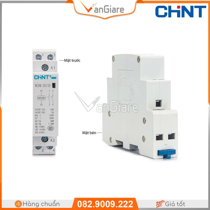 Khởi động từ 1 pha (Contactor) 20a ChiNT NCH8-20/20