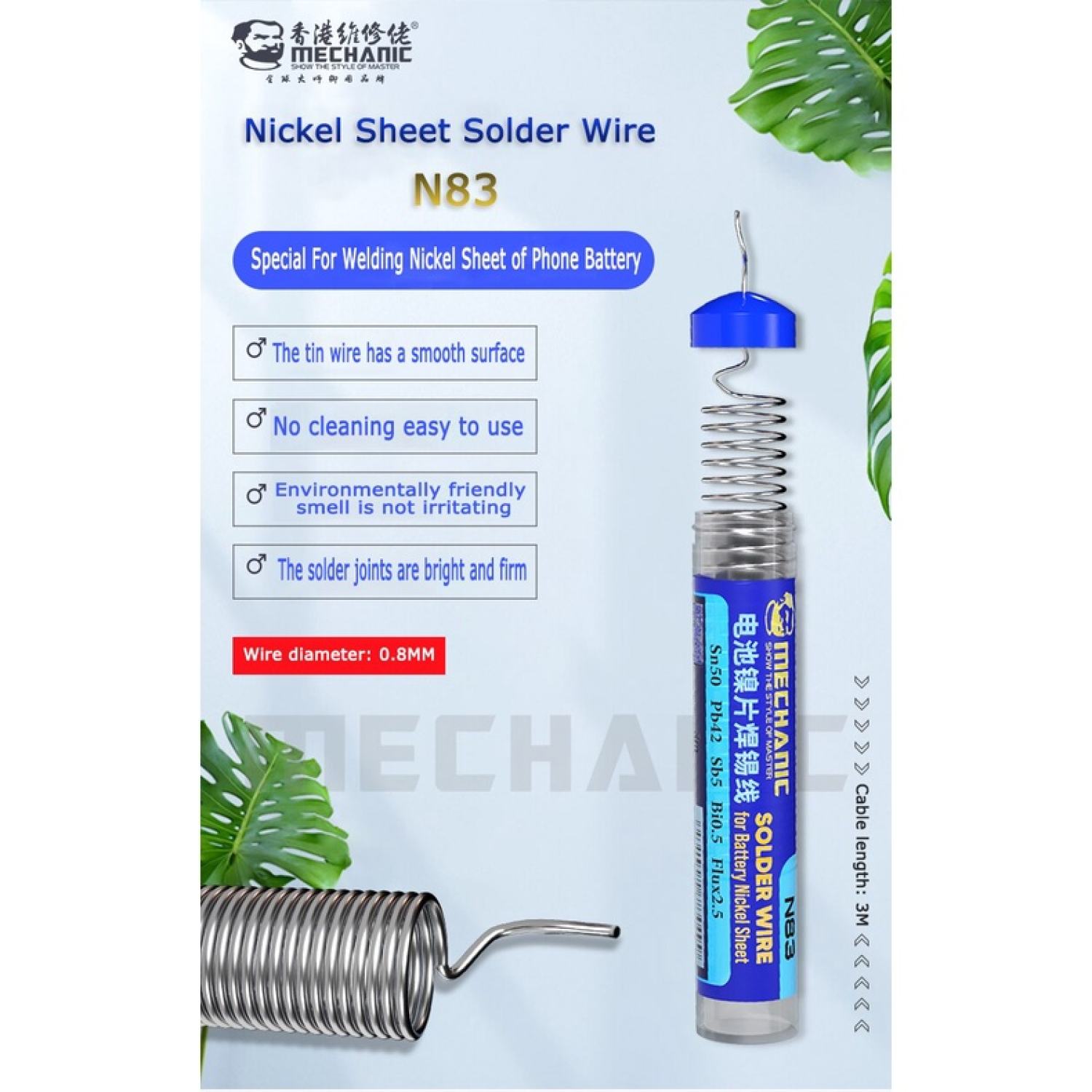 Thiếc ống hàn Niken 0.8mm*3m chuyên hàn cell pin