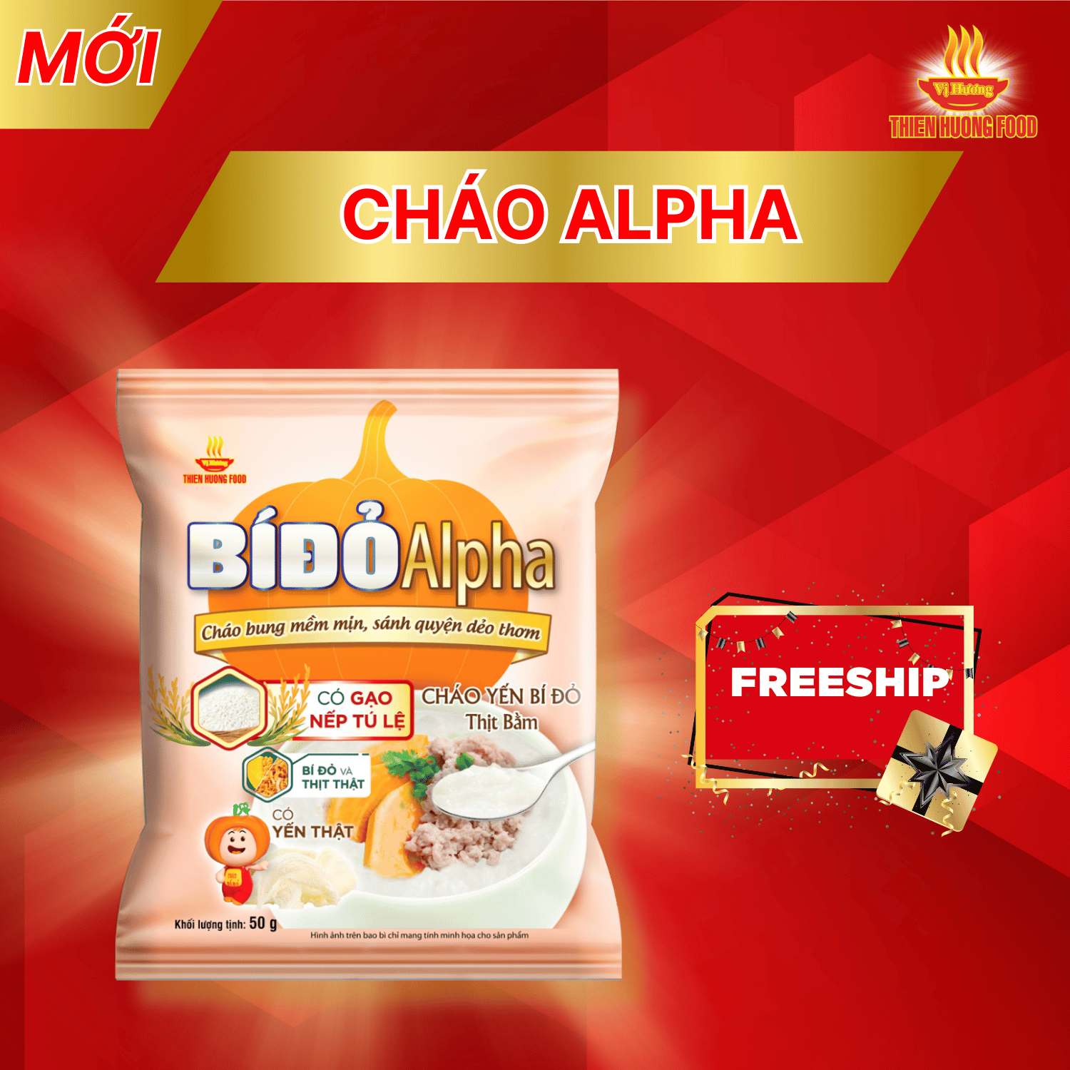 TẶNG 5 THỐ NHỰA TIỆN LỢI - Thùng 30 Gói Cháo Yến Bí Đỏ Thịt Bằm 50g/gói