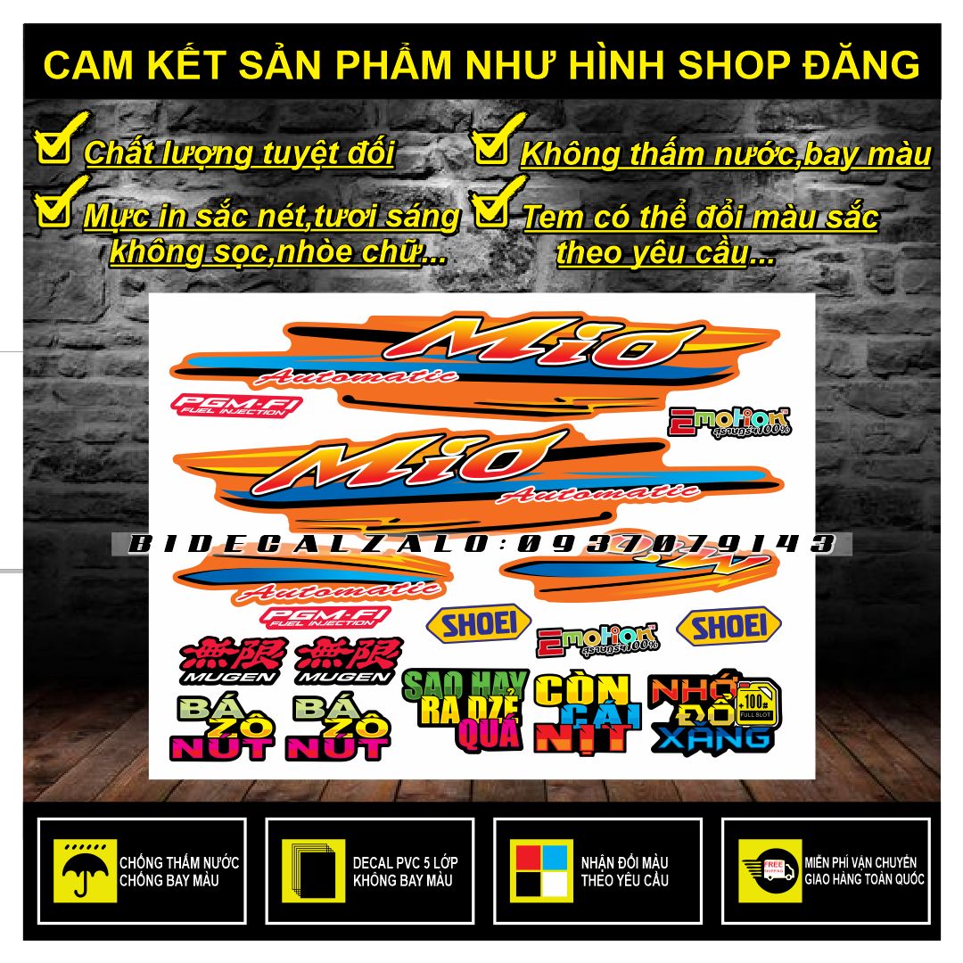 TEM RỜI MIO NHỎ CHẾ DÁN XE CAM