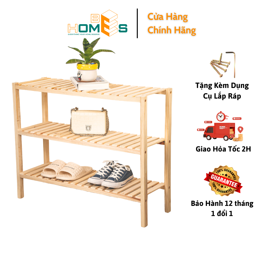 Kệ giày gỗ Behomes 3 tầng 80 cm