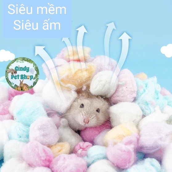 Bông gòn tạo ổ ấm áp cho hamster, sóc bay, sóc bông...