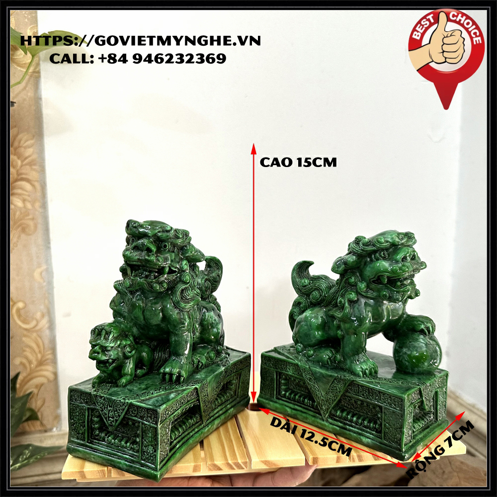 Feng Shui rhinestones statue office desk two pairs unicorn statue feng shui decoration-height 15cm-green jade