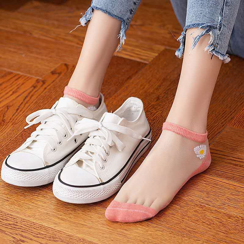 [HCM]Set 10 đôi vớ lưới thêu hoa cúc