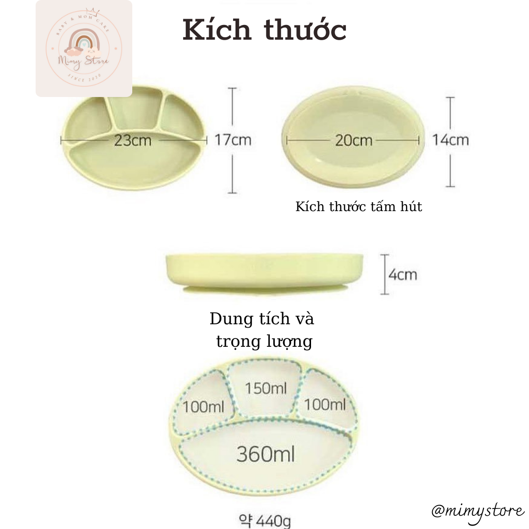 Khay Ăn Dặm Slicone Chia Ngăn BLUEMAMA