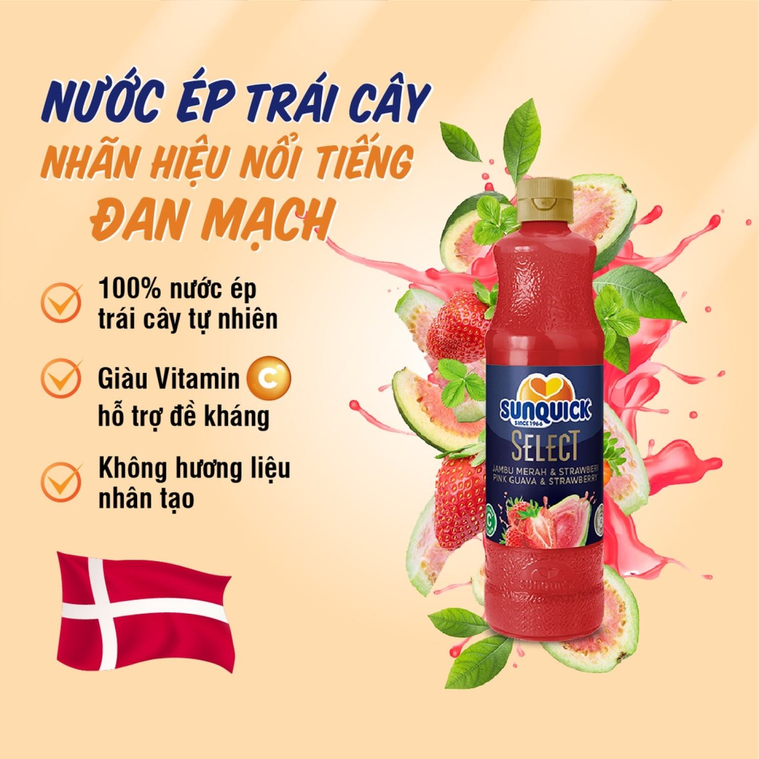 Nước ép Sunquick hỗn hợp ổi & dâu 700ml