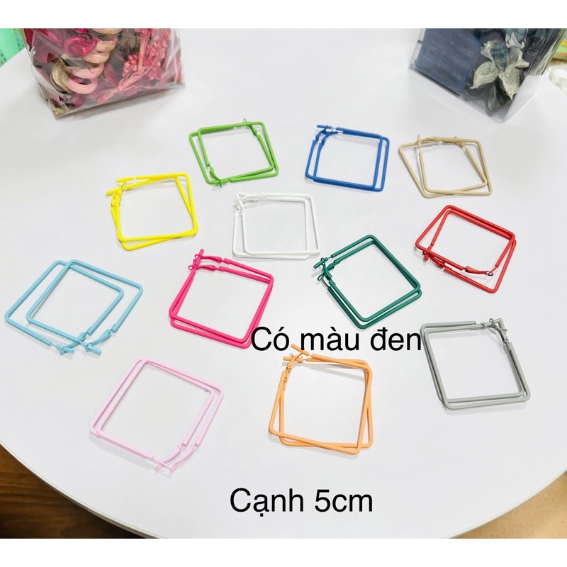 Combo 10 đôi bông tai khoen màu, khuyên tai sơn tĩnh điện chui bạc 925