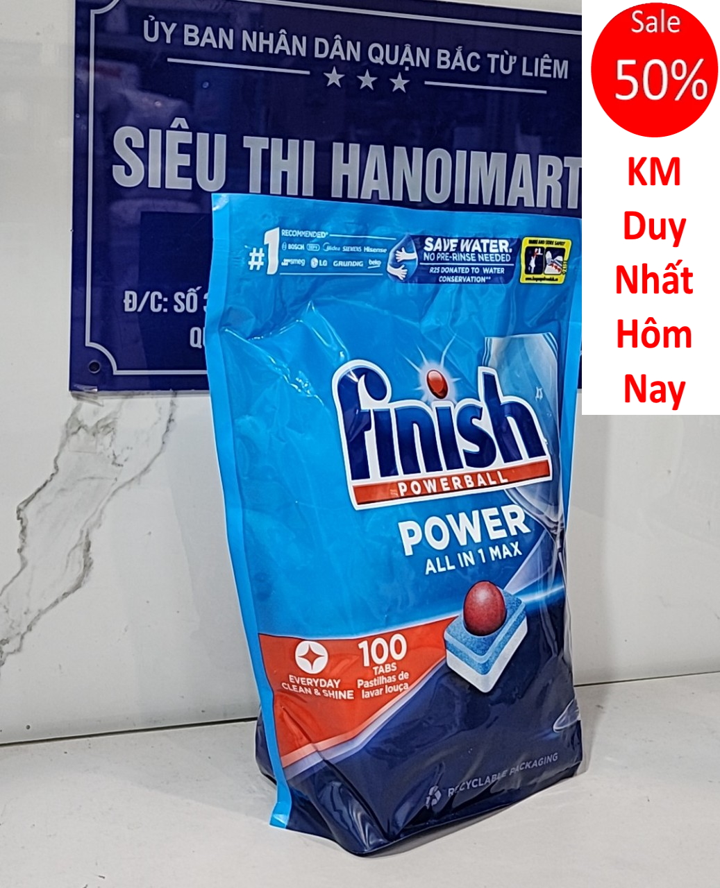 Viên rửa bát Finish all in one max 100 V hoặc 100 viên finish Essential