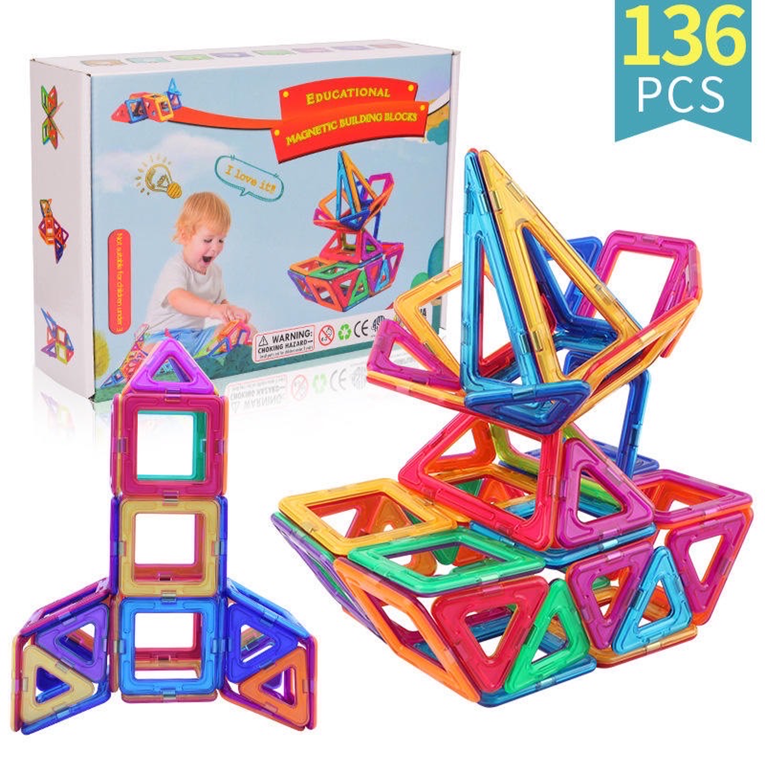 Đồ chơi nam châm lắp ghép MAGNETIC  ( loại 136 MẢNH size lớn)