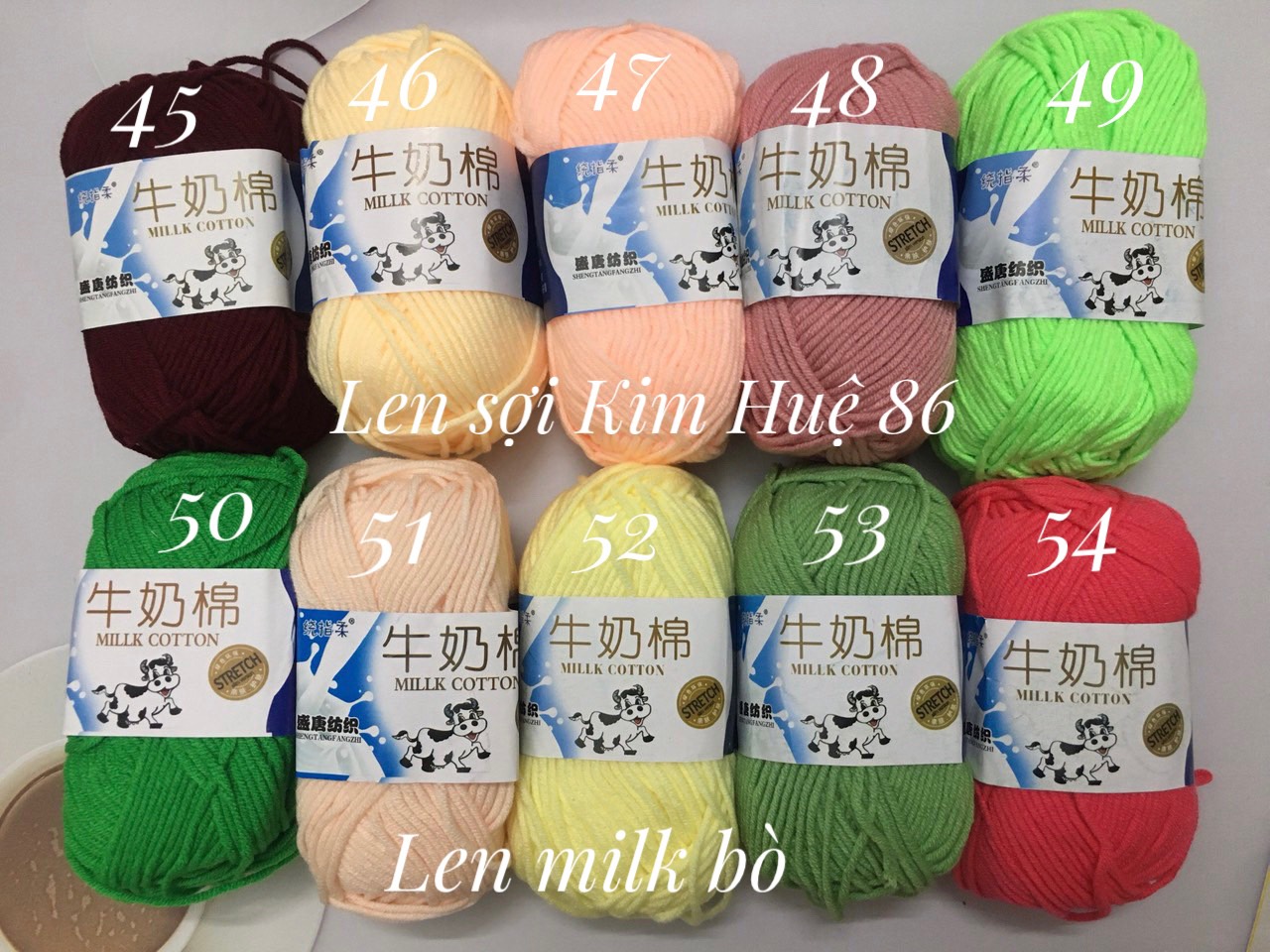Len milk bò 50gr ( từ màu 01 đến màu 50)