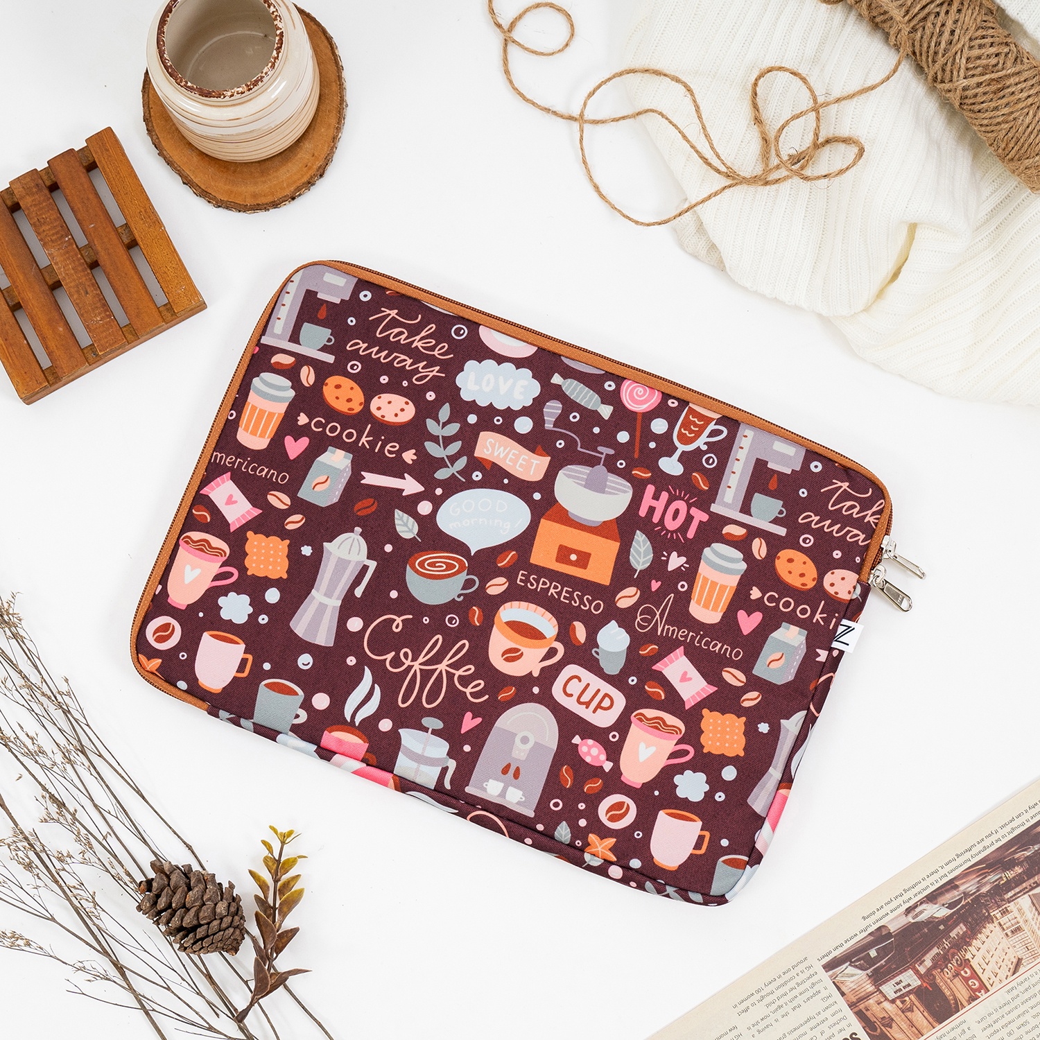 Túi chống sốc laptop Coffee Cups | Ziczac Design