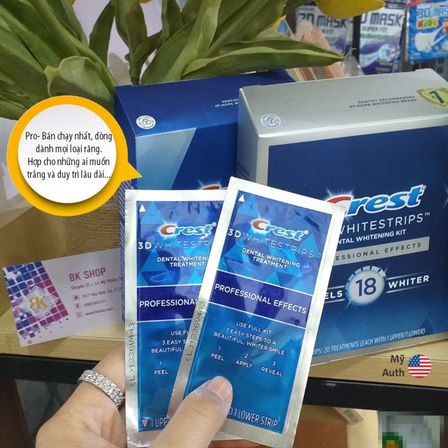 [Hàng Mỹ] 1 GÓI - Miếng dán trắng răng Crest 3D White - CHÍNH HÃNG