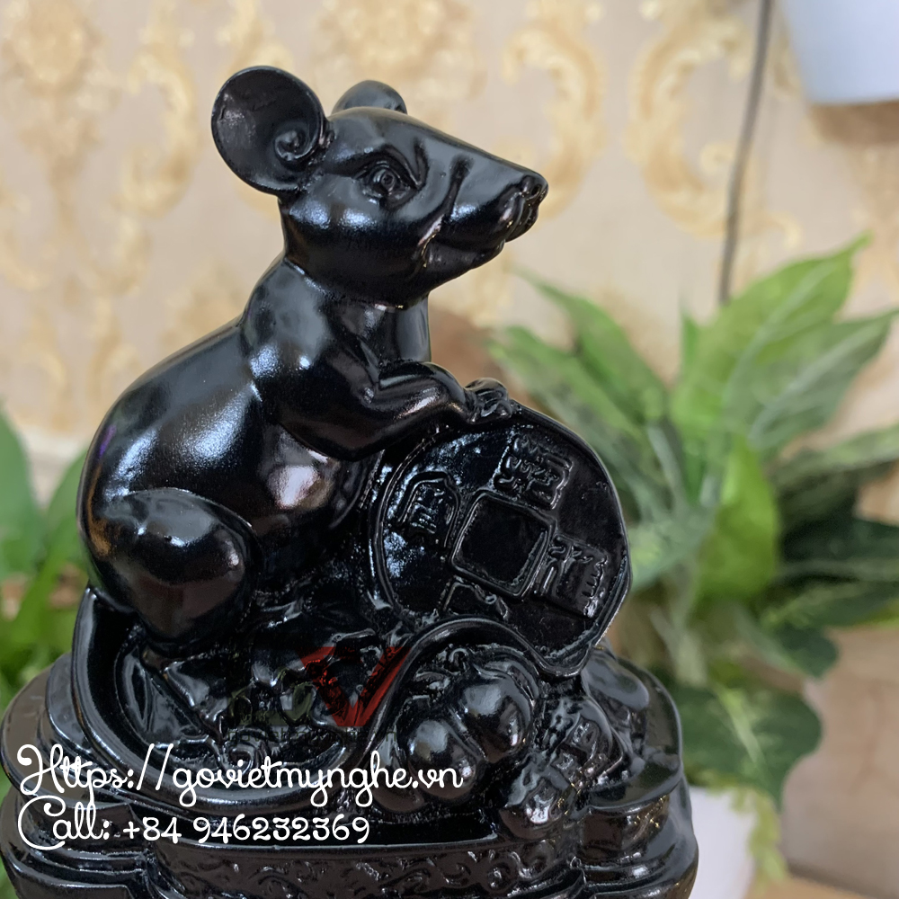 Tượng Đá Trang Trí Chuột Phong Thủy - Đá Màu