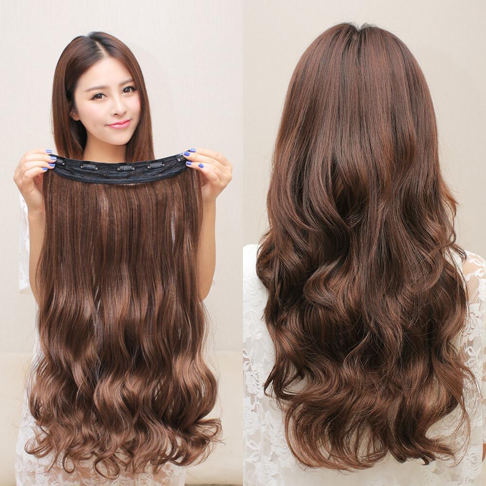 Tóc giả nữ kẹp nửa đầu 50cm 💖freeship💖 tóc giả kẹp dải 5 phím xoăn f701b