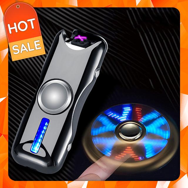 Hộp quẹt bật lửa hộp quẹt bat lua hồng ngoại sạc điện qua cổng usb kiểu dáng spinner 2 cánh tạo 18 hiệu ứng đèn led cao cấp