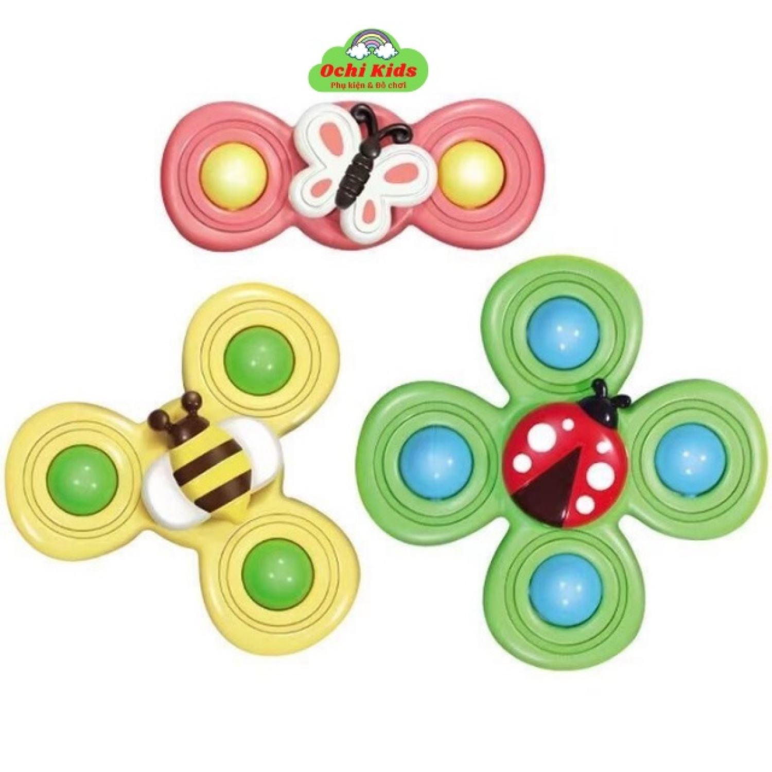 Bộ 3 con quay, con quay dán tường, spinner dán tường chong chóng cho bé Ochi Kids