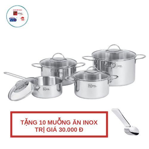 BỘ NỒI QUÁNH INOX 304 FIVESTAR 4 CHIẾC 3 LỚP ĐÁY LIỀN NẮP KÍNH