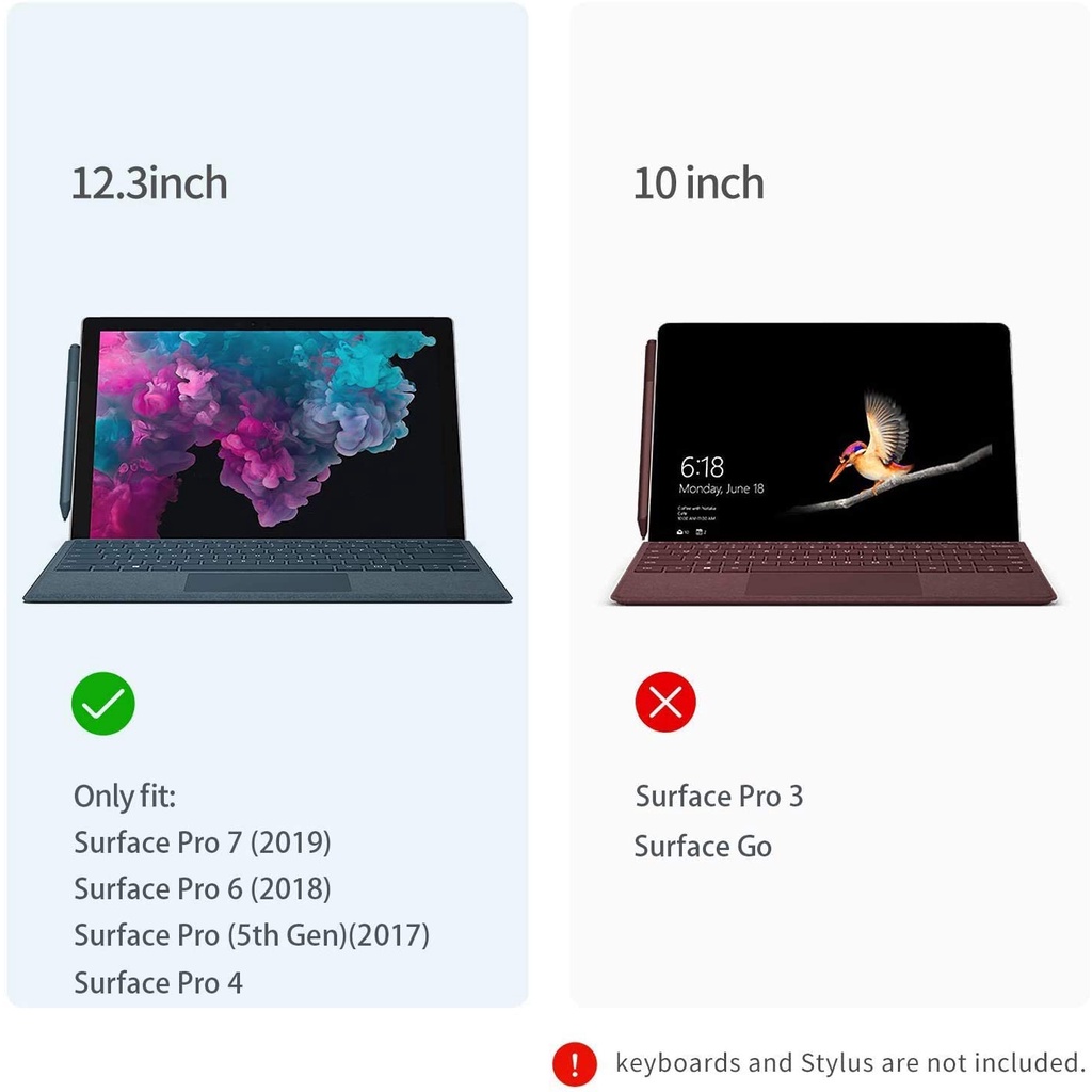 Case and Covers for 12.3 Inch Surface Pro 7, Surface Pro 6, Surface Pro 5, Surface Pro 4 - Compatible with Type Cover Keyboard