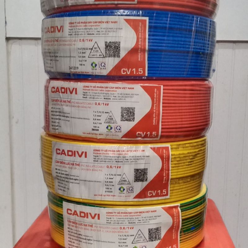 Bảng giá Dây điện Cadivi CV1.5 0.6/1kv (1 cuộn= 100m) Điện máy Pico