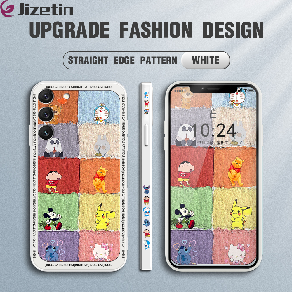 Jizetin Casing For Samsung Galaxy S22 Ultra 5G S22+ S22 5G galaxy S20 FE LTE Case Cartoon Multicolor Bears Micky Side Design Phone Case Square Edge Pattern Liquid Silicone Casing Full Cover Camera Protection Case