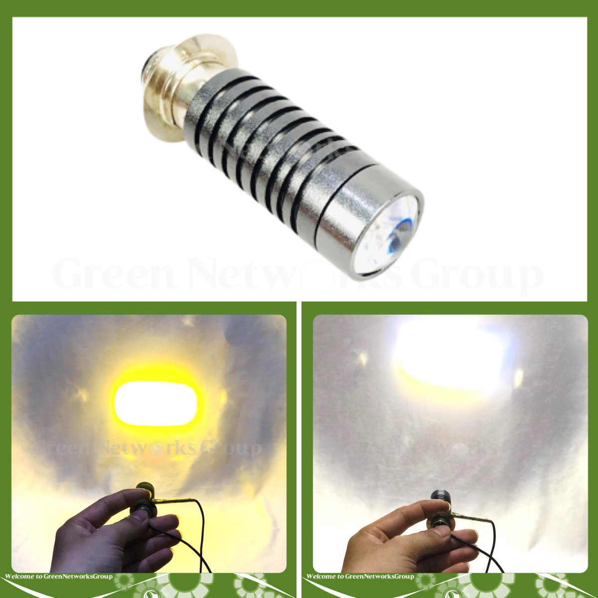 Đèn Pha LED M5 bi cầu cos pha vàng trắng HJG 20W Cho Dream Wave Bảo Hành 12 Tháng  (Double Color) Greennetworks