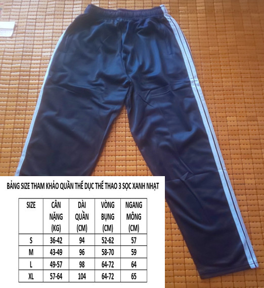 Quần thể dục thể thao 3 sọc thun 2 da dày, mịn