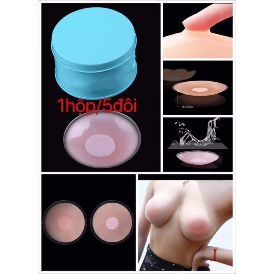 [HCM]Dán nhũ hoa silicon hộp thiếc ( 5 cặp/ hộp)