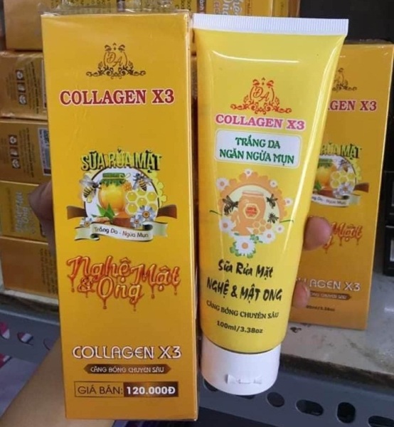 Sữa rửa mặt nghệ mật ong Collagen X3 mỹ phẩm Đông Anh trắng da ngăn ngừa mụn 100ml cao cấp