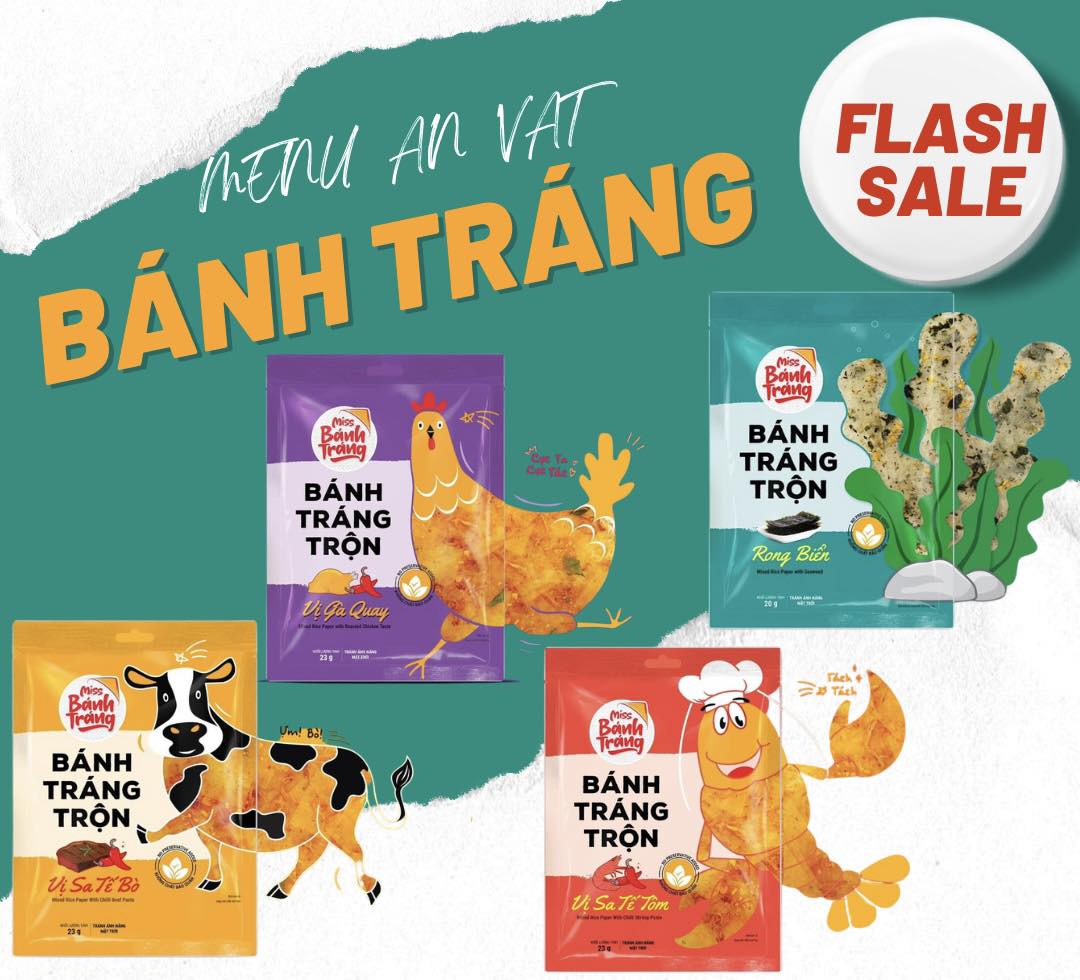 Set 5 gói bánh tráng trộn đủ vị thơm ngon