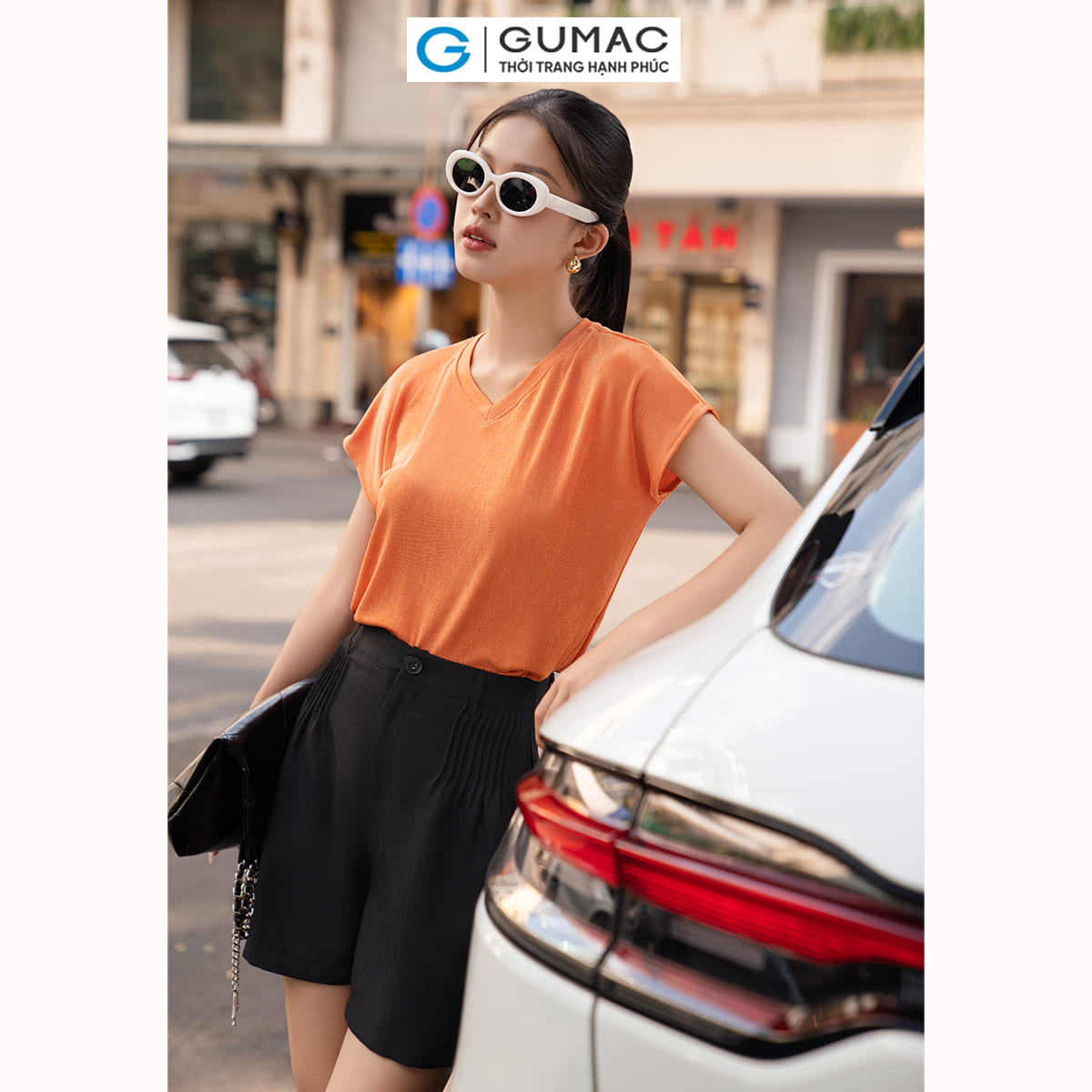 [15 - 17.4 |Voucher 8-12%] Áo thun nữ cổ tim thời trang GUMAC ATE05030