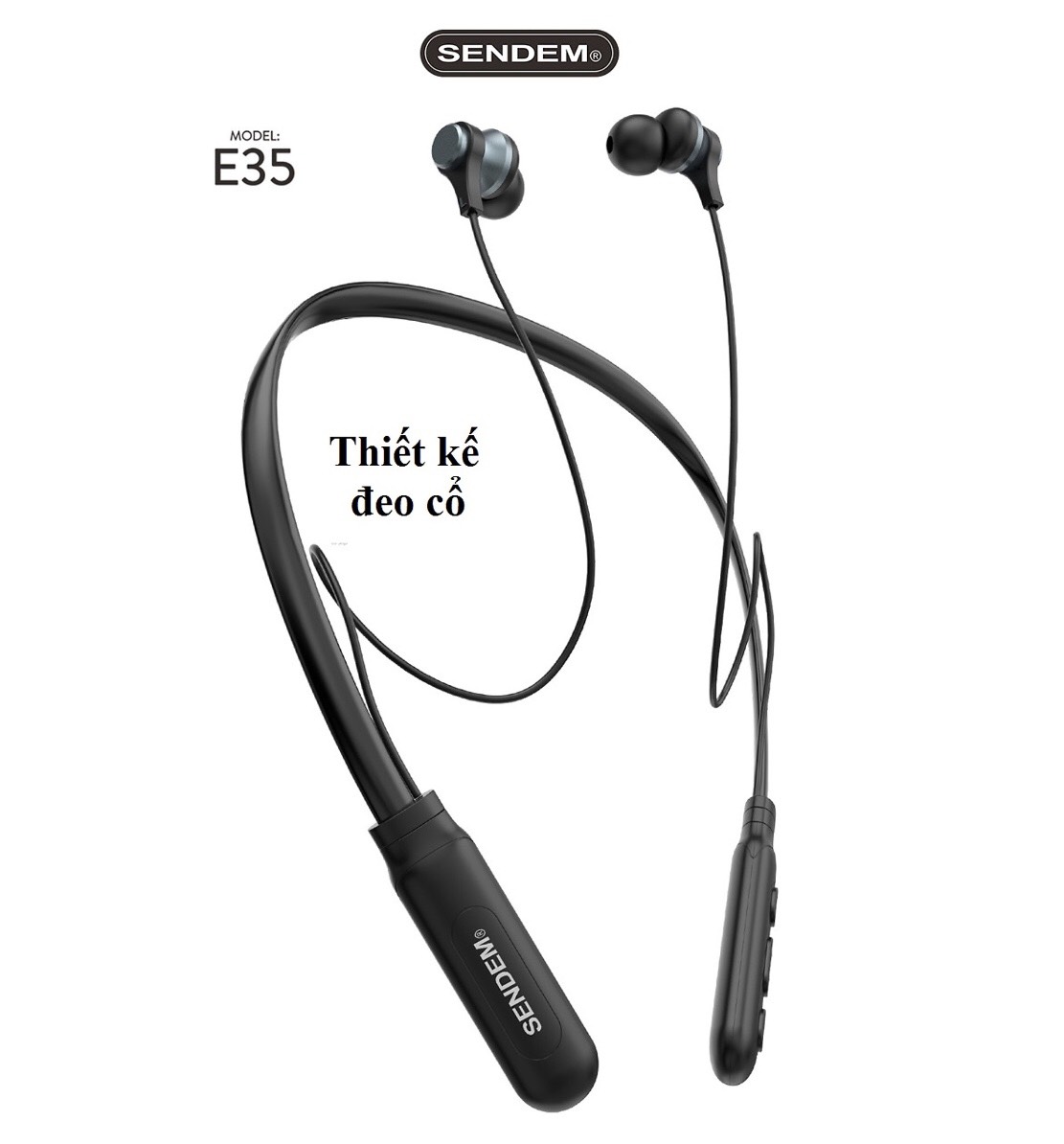 Tai Nghe Bluetooth quàng cổ Sendem E35 Kiểu Dáng Thể Thao - Pin trâu