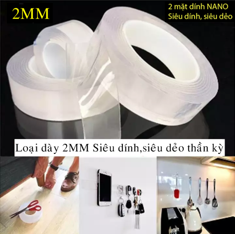 [HCM]Cuộn Keo 2 Mặt Dính NANO Siêu Dính Siêu Dẻo 5m 3m 1m